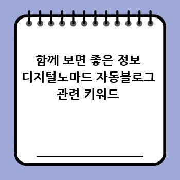 함께 보면 좋은 정보 디지털노마드 자동블로그 관련 키워드