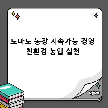 토마토 농장 지속가능 경영 친환경 농업 실천