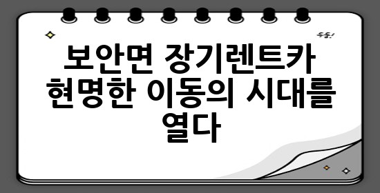 보안면 장기렌트카, 현명한 이동의 시대를 열다! 🚗💨 보안면 장기렌트카, 현명한 이동의 시대를 열다! 🚗💨